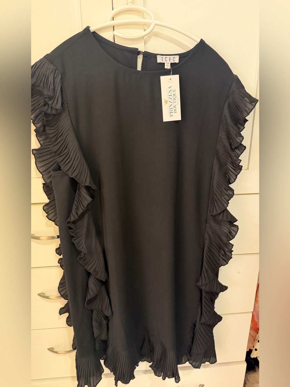 Black Ruffle Trim Sleeveless dress